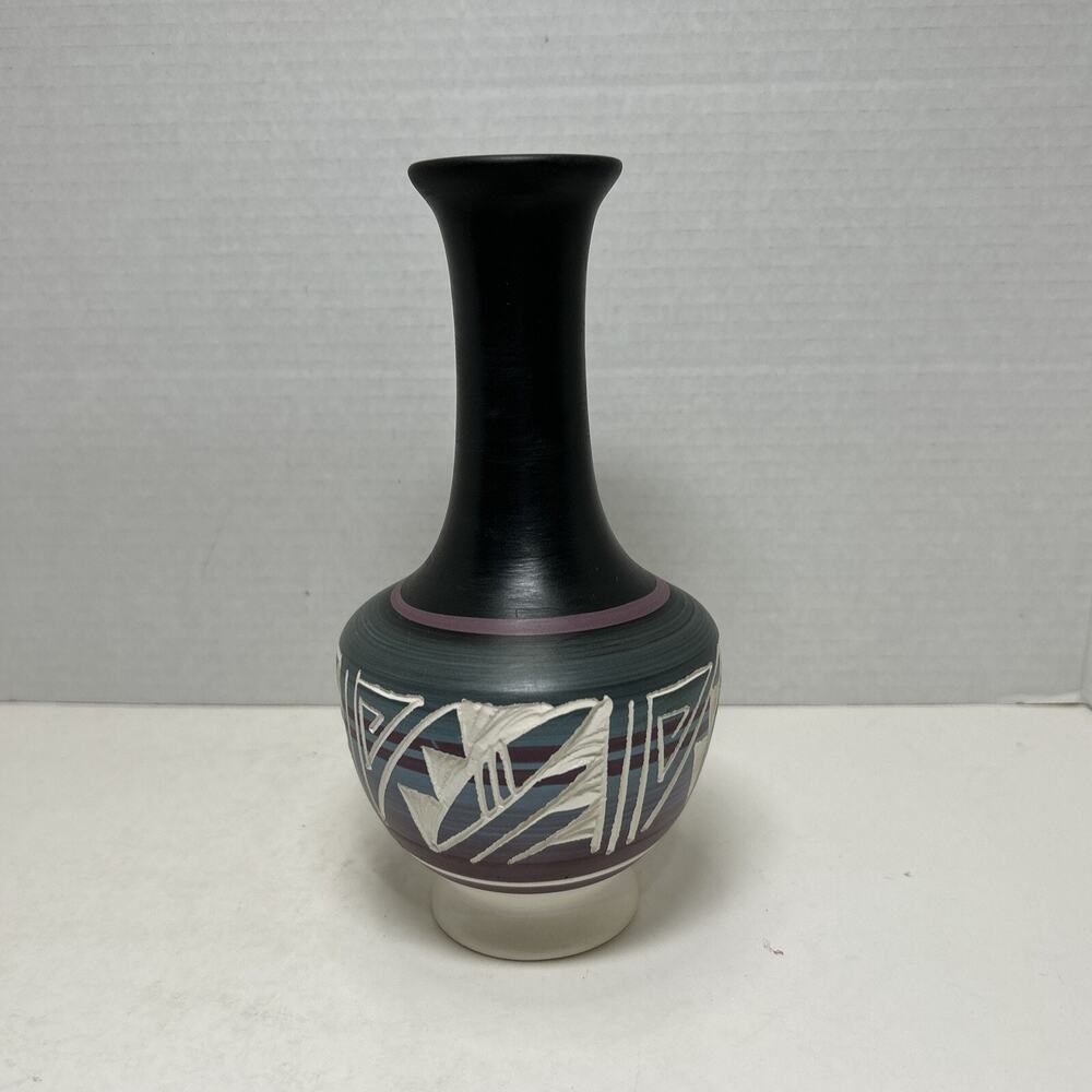 Mesa Verde Pottery 8" Vase Hand Painted Signed Native American Navajo